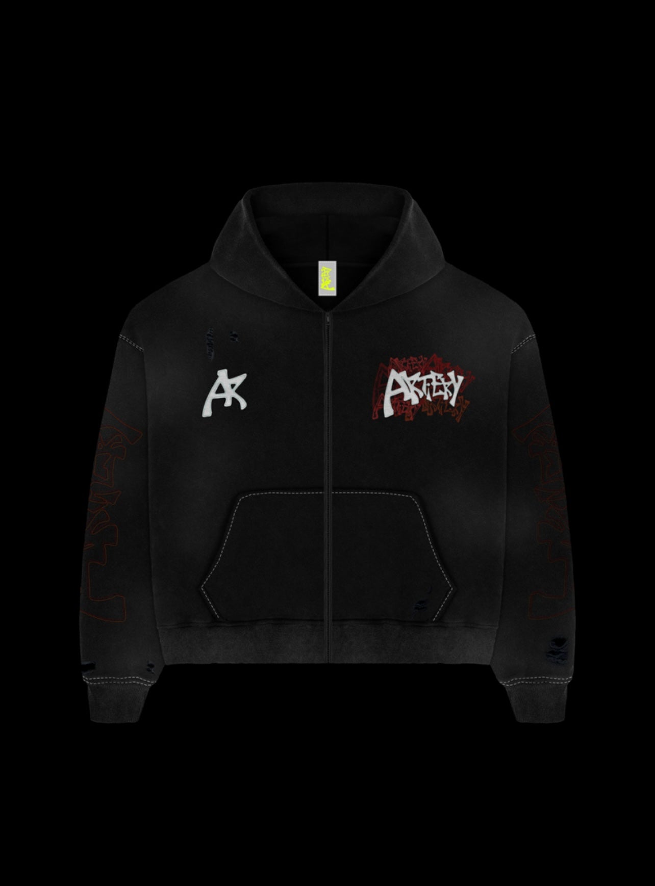 BLACK AND RED ARTIERY HOODIE